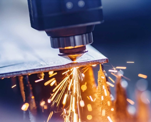 Close up view of welding equipment during the process