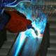 Side view of inert gas welding