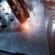 Arc welding robot. Example of working with a laser pointer