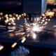 CNC Laser cutting of metal close up