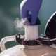 Side view of nitrogen tank being used for cattle industry use
