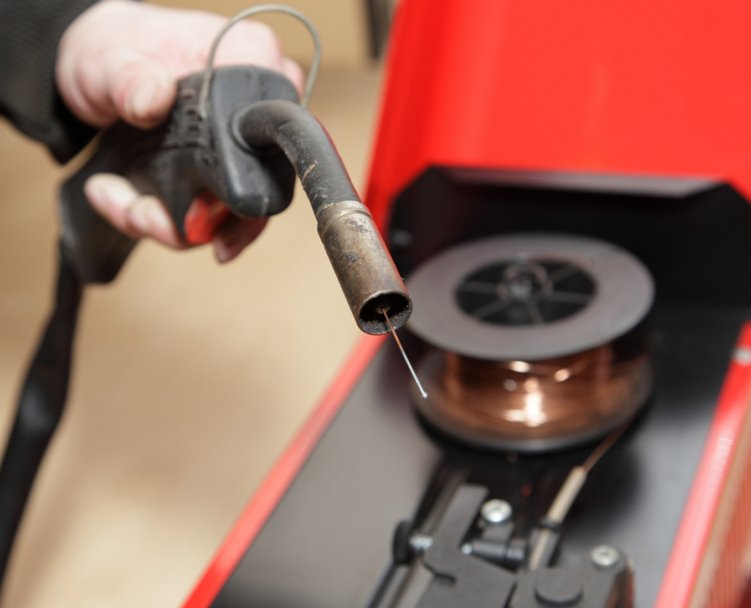 Semiautomatic Wire Welding Machine With Open Cap Close Up