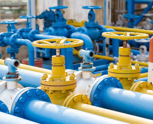 Valves At Gas Plant, Pressure Safety Valve Selective Focus