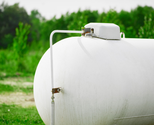 Close Up View Of Large Propane Tank